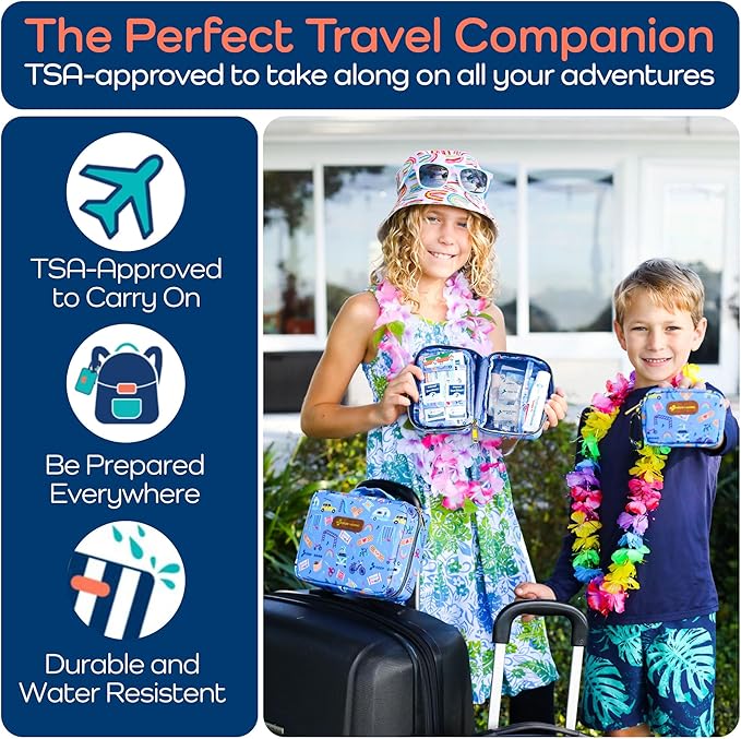 KeepGoing Travel First Aid Kit for Kids ??130 Pc. for Car, Home, Purse, Diaper Bag & Backpack with Latex-Free Bandages - Mini First Aid Kit Travel Size TSA-Approved