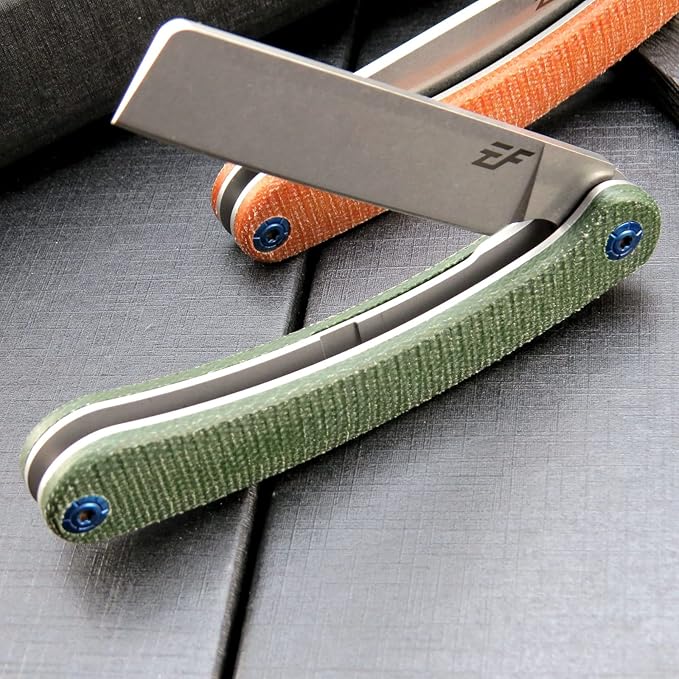 Eafengrow EF939 Folding Knife, D2 Steel Blade Micarta Handle EDC Tool Pocket Knife Folder for Working Camping(Micarta green)