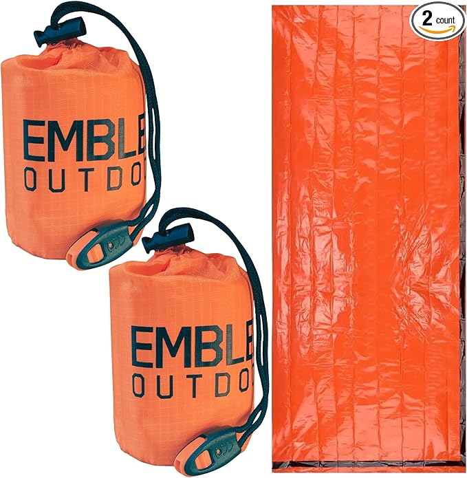 Emergency Sleeping Bags for Survival. Thermal Blanket Bivy Sack. Survival Bag. Emergency Go Bag Supplies. Cold Weather Protection from Exposure