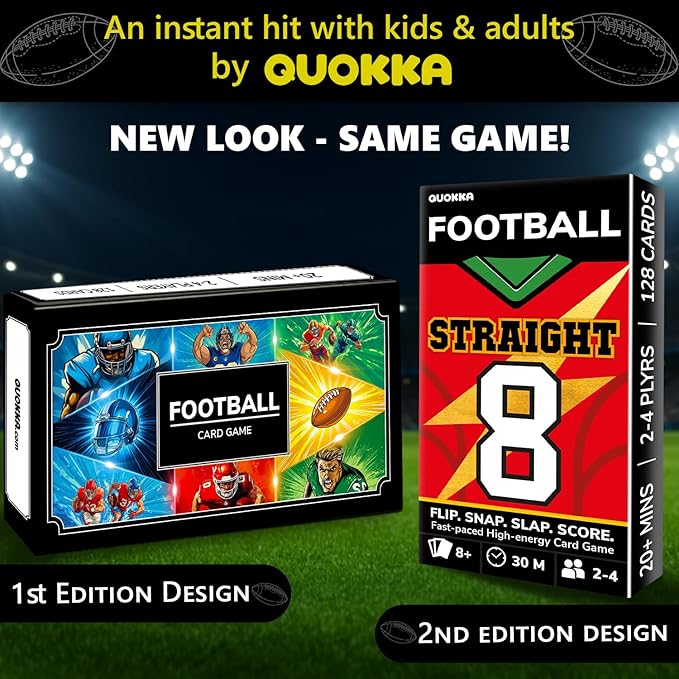 QUOKKA Football Fast-Paced Card Game for Kids & Adults ??128 Cards & Easy Rules ??Quick & Fun Matching Game ??2-8 Players ??Ages 8+ ??Perfect for Family Games Night, Travel and Parties