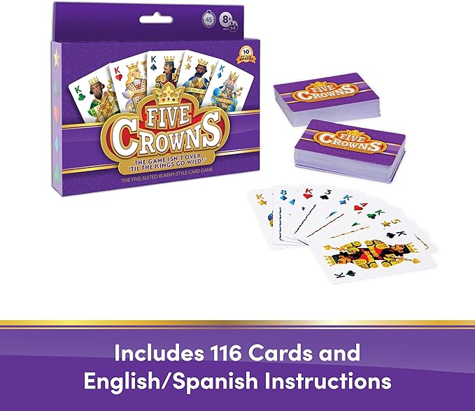 PlayMonster Five Crowns ??The Game Isn't Over Until the Kings Go Wild! ??5 Suited Rummy-Style Card Game ??For Ages 8+
