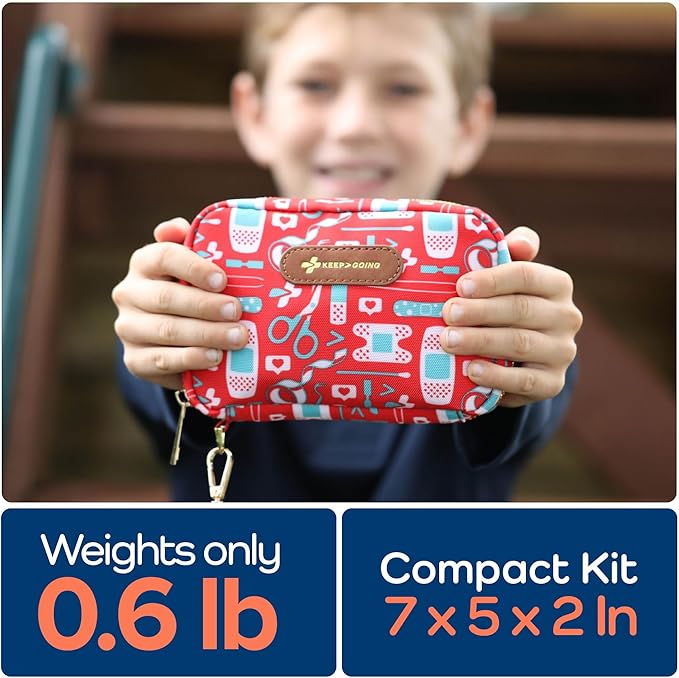 KeepGoing Travel First Aid Kit for Kids ??130 Pc. for Car, Home, Purse, Diaper Bag & Backpack with Latex-Free Bandages - Mini First Aid Kit Travel Size TSA-Approved
