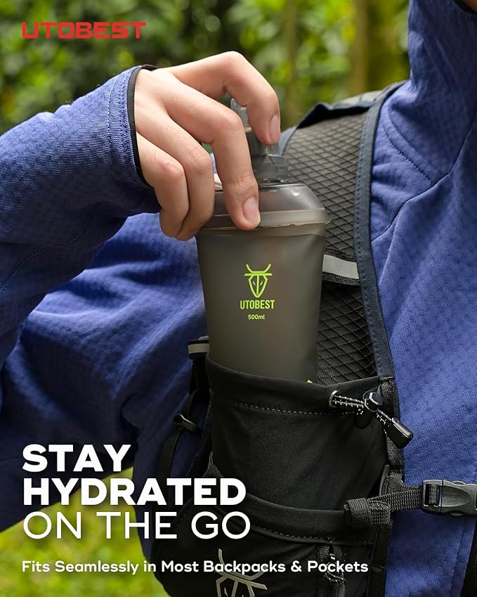 Soft Flask, 1 Pack Flexible TPU Hydration Water Bottle, Collapsible for Running, Hiking, Cycling, Climbing, and Marathon