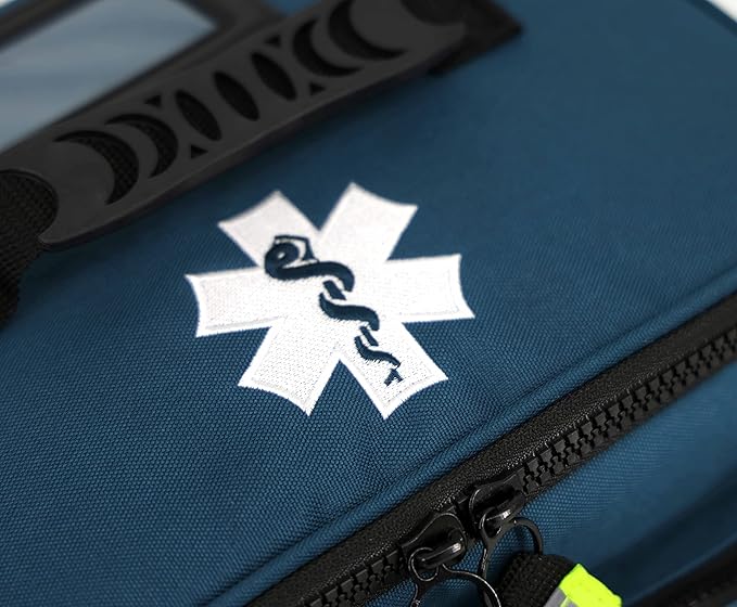 Lightning X Products Lightning X Mid-Sized First Responder EMT Bag | LXMB25 Fully Stocked w/ 240+ Aid, EMS & Trauma Supplies - Blue