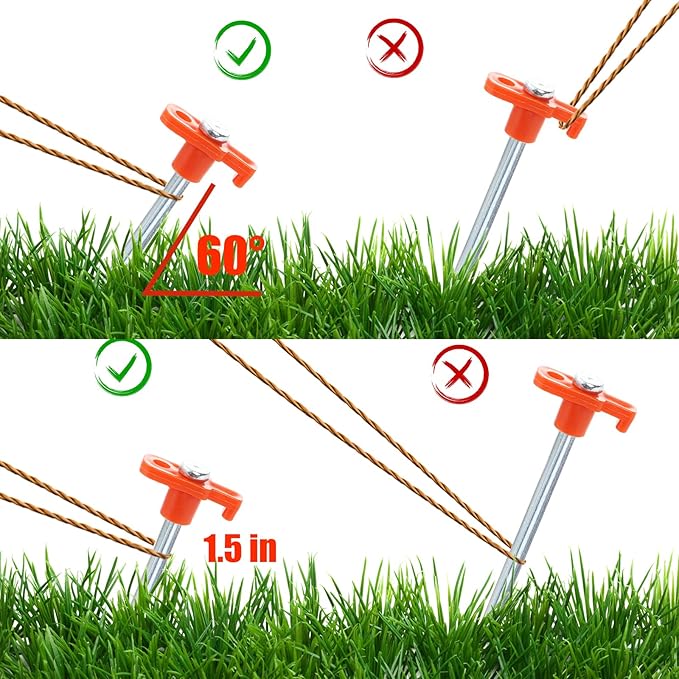 Yesland 20 Pack Tent Stake Heavy Duty, 10 Inch Non-Rust Metal Tent Pegs Ground Yard Stake Tent Spikes for Camping Patio, Garden, Canopies, Grassland, Outdoor, Hiking, Orange