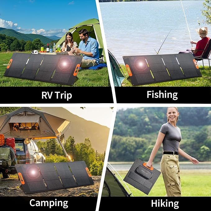 200W Solar Panel, High Efficiency Portable Solar Charger with Kickstand, MC4 Output,3-in-1 DC Connector, IP65 Waterproof for Portable Power Stations,Outdoor Camping, RV, Van, Emergency