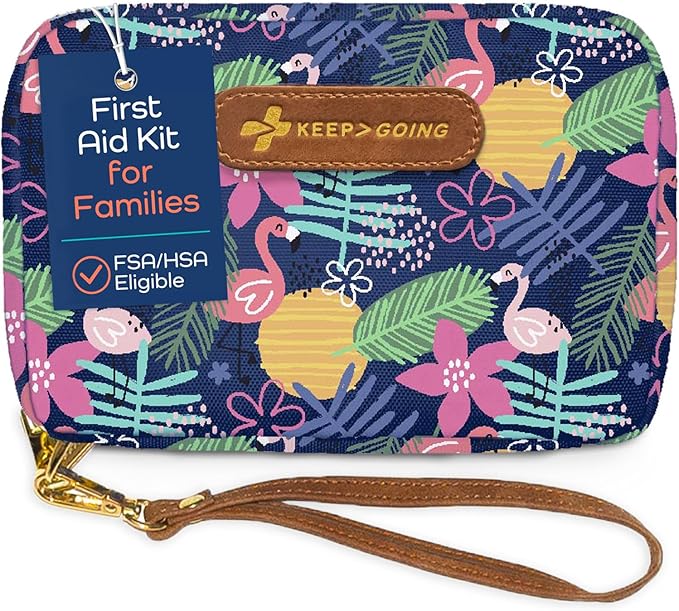 KeepGoing Travel First Aid Kit for Kids ??130 Pc. for Car, Home, Purse, Diaper Bag & Backpack with Latex-Free Bandages - Mini First Aid Kit Travel Size TSA-Approved