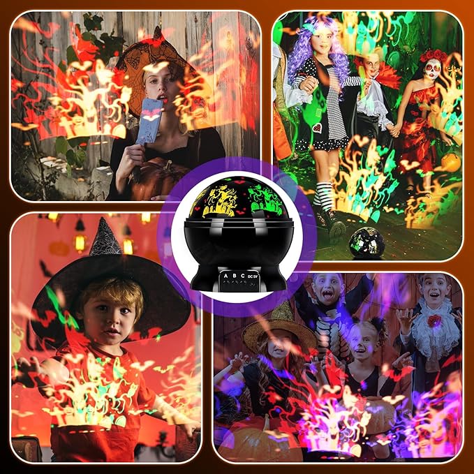 Halloween Projector Lights Indoor Halloween Projection Light LED Spooky Ghost Bat Owl Pumpkin Decorative Outdoor Lighting Projectors for Party Holiday Garden Landscape