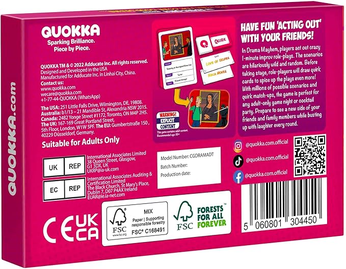 QUOKKA Charades & Guessing Game for Adults - 120 Hilarious Scenarios & Quirk Cards | Perfect for Adult Game Night, Parties, Gifts & Reunions | Original Pack