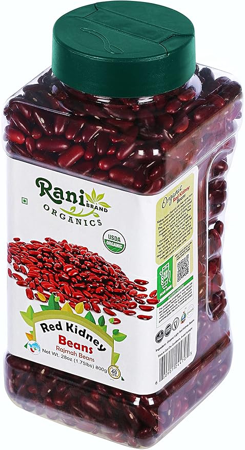 Rani Organic Red Kidney Beans (Rajmah Beans) Light 28oz (1.7lbs) 800g PET Jar ~ All Natural | Vegan | Gluten Friendly | NON-GMO | Indian Origin | USDA Certified Organic