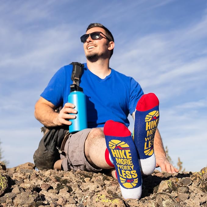 Lavley Outdoors Socks With Fun Sayings - Cool Gifts for Hiking, Camping, and Mountain Lovers