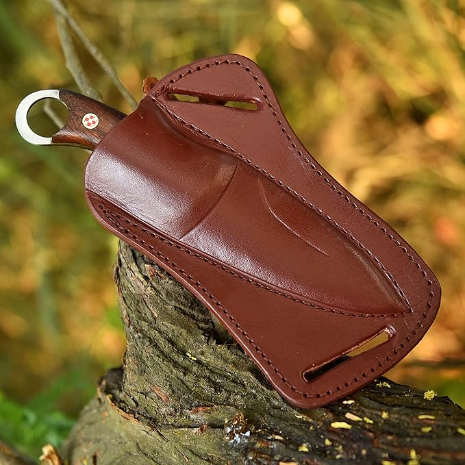 Custom Handmade Fixed Blade Hunting Knife - 9 Inch hand Forged Full Tang Knives For Hunting, Outdoor Camping, Hiking, Fishing, Bushcraft Knives With Leather Sheath. (Damascus - 1)