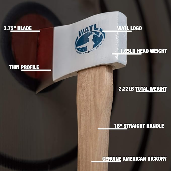 The Competition Thrower: World Axe Throwing League Premium Competition Throwing Axe with Throwing Hatchet Hickory Wooden Handle