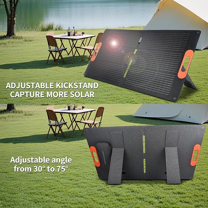 100W Solar Panel, High Efficiency Portable Solar Charger with Kickstand, MC4 Output,3-in-1 DC Connector, IP65 Waterproof for Portable Power Stations,Outdoor Camping, RV, Van, Emergency