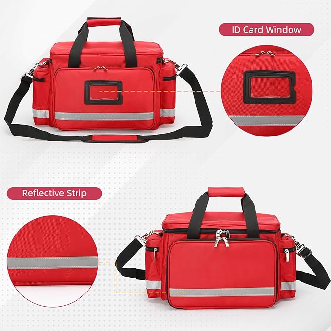 Medical Empty Bag First Aid Bag Emergency Responder Trauma Bag Empty, Professional First Aid Kits Storage Medical Bag with Inner Dividers and No-Scratch Bottom,Trauma Bag for Home Health Nurse Bag