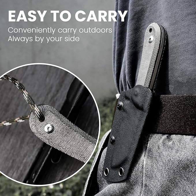 Kizer Deckhand Fixed Blade Hunting Knife with Sheath, D2 Blade Camping Knife G10+Micarta Handle Lightweight EDC Fixed Blade for Men Women Outdoor, for Hunting Survival 1062A1