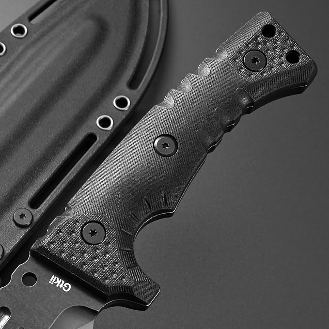 GTK8 Fixed Blade Knife DC53 Steel Blade Full Tang Nylon Fiberglass Handle EDC Fixed Knifes for Outdoor Working Camping Bushcraft(black)