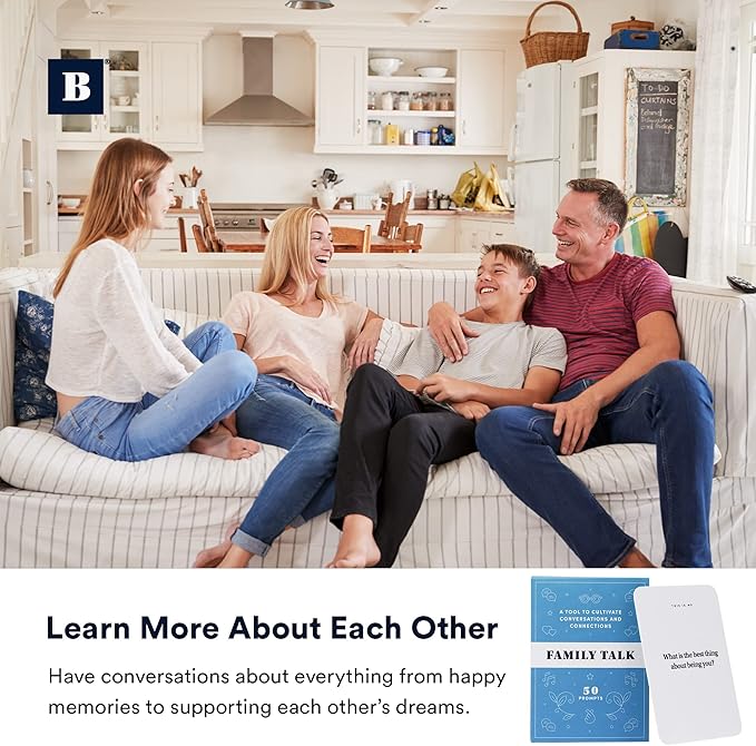 BestSelf Family Talk Deck - 50 Prompt Card Game for Family Game Night, Fun and Engaging Family Game for Kids and Adults, Perfect