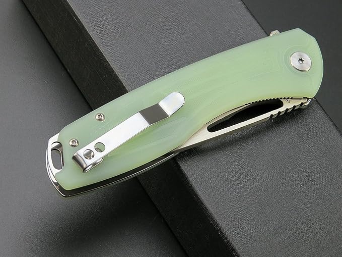 Eafengrow EF233 Folding Knife D2 Steel Blade G10 Handle EDC Tool Knives for Working Camping Hiking(jade)