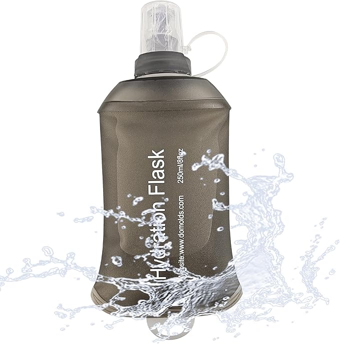 J.CARP 250ml Soft Flask Running Water Bottles, TPU Foldable Running Hydration Flask for Hydration Pack Cycling Hiking Climbing Outdoors Motorbike Dark Grey