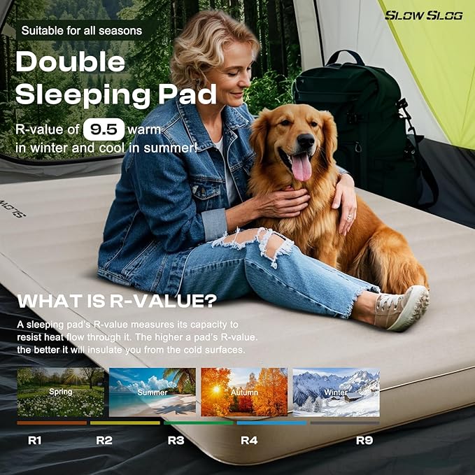 Self-Inflating Sleeping Pad with Portable Electric Air Pump, 4in Thick Memory Foam Camping Mattress for Tent Cot & Car Travel, Fast Inflate & Deflate Camping Pad