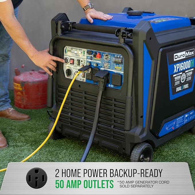DuroMax XP16000iH 16,000-Watt Dual Fuel Portable Digital Inverter Generator - Gas & Propane, Remote Electric Start, Whole Home Power Backup, Transfer Switch Ready, RV & Emergency Ready