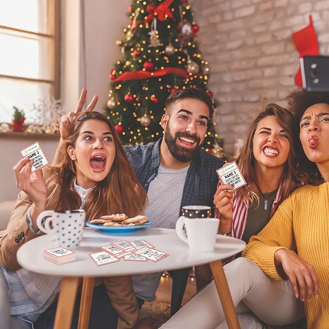 Leitee Christmas 5 Second Game Question Cards and 5 Second Hourglass Family Card Game Simple Questions for Party Travel Night Sleepovers Think Fast and Shout Out Answers (110 Pcs,Classic Style)
