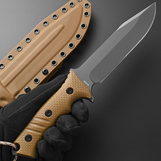 GTK2 Fixed Blade Knife AUS-10 Steel Blade Nylon Fiberglass Handle Full Tang EDC Tool Knifes for Outdoor Camping Survival Adventure Bushcraft (brown)