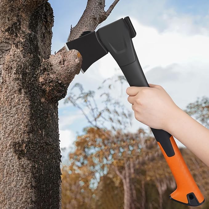 X28 Splitting Axe, 28” Camping Outdoor Hatchet for Wood Splitting and Kindling, Forged Carbon Steel Heat Treated Hand Maul Tool, Nylon Hollow Handle Shock Reduction Handle