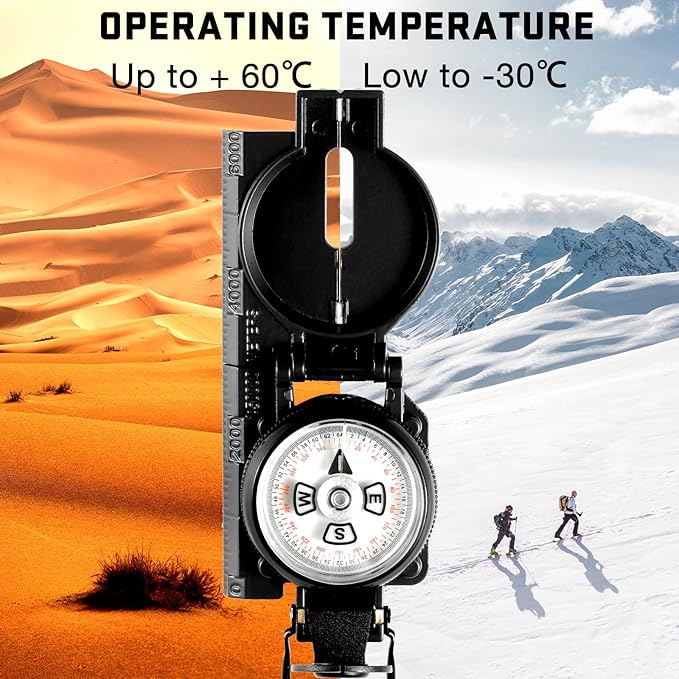 Eyeskey Multifunctional Military Sighting Navigation Compass Impact Resistant & Waterproof Compass for Hiking, Camping