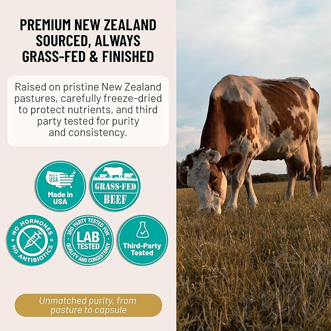Beef Liver Gentle ??New Zealand Grass-Fed, Grass-Finished Desiccated Beef Liver Supplement with OrganEase® for Odor-Neutral, Smooth Digestion, Clean Taste ??3,000 mg, 180 Capsules