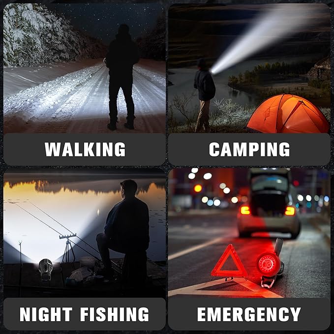 FORTO Rechargeable Spotlight 5000 Lumen Ultra Bright IPX7 Waterproof Spotlight, Boat Flashlight with EVA Carrying Case, 7 Light Modes Handheld Spotlight Flashlight for Marine Boat Hunting