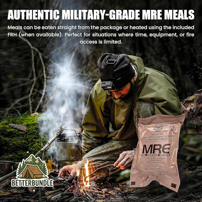 MRE, U.S. MRE Meals, Emergency Supplies, Emergency Food Supply, Survival Food, Freeze Dried Food w/ Flameless Heater, Ready Meals (Variety Pack of 12) – (A or B Case Selected at Random Inspection 2025, 2026)