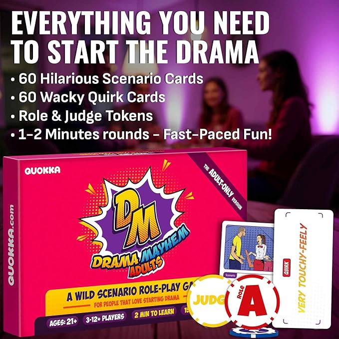 QUOKKA Charades & Guessing Game for Adults - 120 Hilarious Scenarios & Quirk Cards | Perfect for Adult Game Night, Parties, Gifts & Reunions | Original Pack