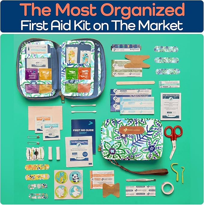 KeepGoing Travel First Aid Kit for Kids ??130 Pc. for Car, Home, Purse, Diaper Bag & Backpack with Latex-Free Bandages - Mini First Aid Kit Travel Size TSA-Approved