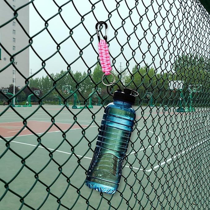 BRAVESHINE Paracord Keychain Carabiner Clip, D Ring Lanyard Hanger Stroller Hook for Water Bottle, Key, Backpacks, Men, Women