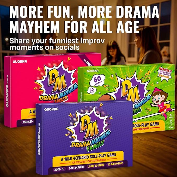 QUOKKA Charades & Guessing Game for Family - 120 Hilarious Scenarios & Quirk Cards | Perfect for Family Game Night, Parties, Gifts & Reunions | Original Pack