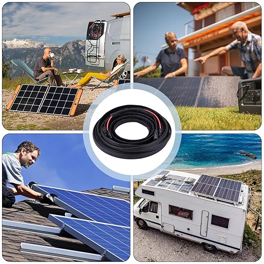 50FT 12AWG Solar Panel Extension Cable with Female and Male Connectors, Solar Cable for Solar Panels, Charge Controllers and Solar Generator (12AWG, 50FT)