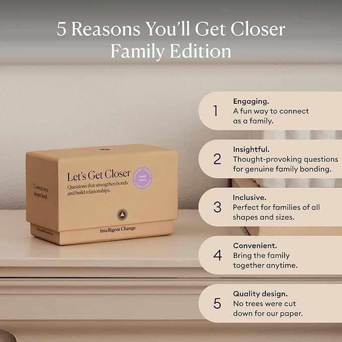 Intelligent Change Get Closer: Family Bonding Question Card Game, Conversation Starters with Fun Questions & Activities, Fun Talking Card Game for Families, Icebreaker Card Deck, 100 Question Cards