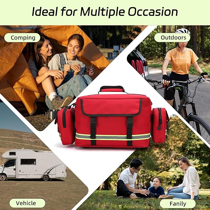 Medical Bag Empty First Aid Bag Home Health Empty First Aid Storage with Two Detachable Side Bags Emergency Responder Trauma Bag for Nursing Student,Therapist,Doctors