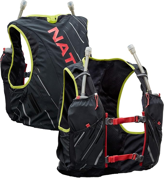 Nathan Pinnacle Race Vest 4L Running Vest with Water Bottle, with Two 20 oz Hydration Soft Flasks, Water-Resistant Pockets, Lightweight & Moisture Wicking