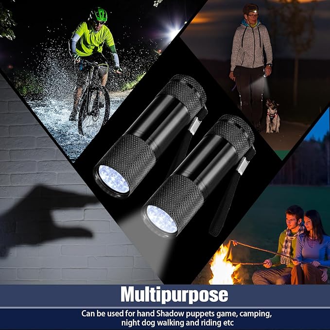 VIHOSE 20 Pcs Mini Flashlights Bulk, Bright Aluminum Handheld Flash Light with Lanyard Small LED Flashlights for Night Reading Emergency Hurricane Camping Hiking, Batteries Not Included(Black)