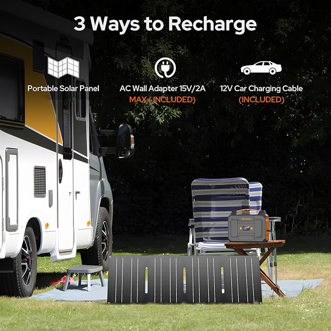 100W Portable Solar Power Station with Foldable 40W Solar Panel, 65W 110V Portable Power Bank with AC Outlet for Home Outdoor Adventure Use