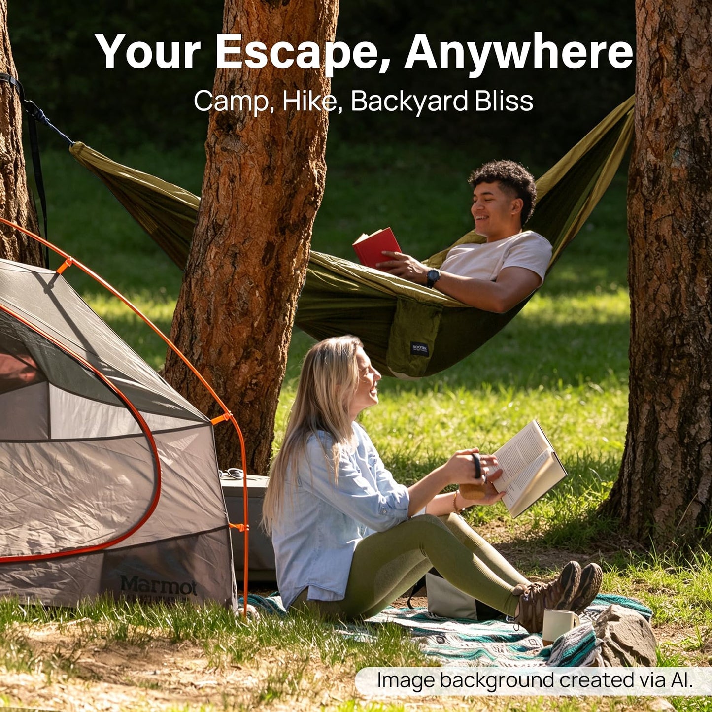 Kootek Camping Hammock 500lbs Capacity Outdoor Camping Essentials, Double