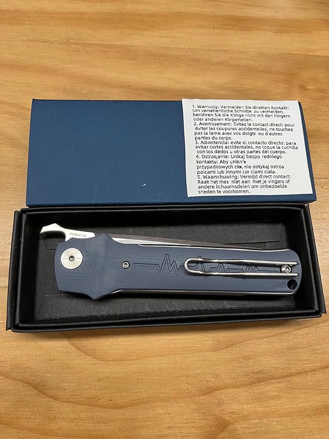 Petrified fish PFB04 Tena Folding Knife, 3.82" D2 Steel Satin Blade G10 Handle Pocket Folding knife for EDC Camping Outdoor (Gray Satin)