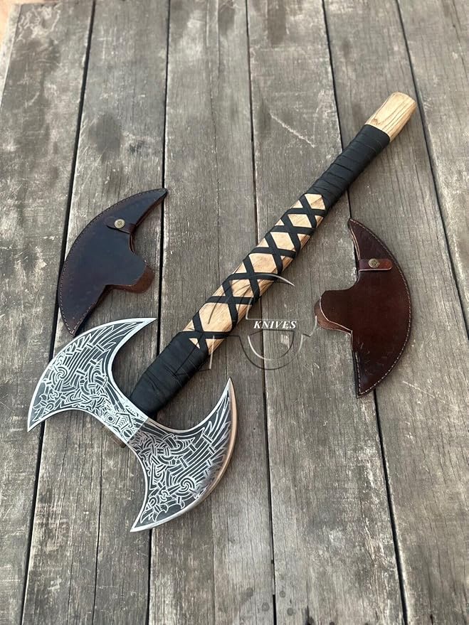 MDM-Ax106 24" Double Headed Viking Axe ??Handmade High Carbon Steel Battle Axe with Rosewood Shaft | Double Sided Dane Axe | Custom Gift for Men | Christmas