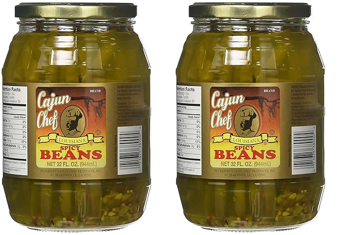 Cajun Chef Louisiana Spicy Green Beans - 32 oz (Pack of 2) - Bold Cajun Flavor - Perfect for Hors d'Ouevres, Cocktail Parties, as a Salad Garnish, Bloody Marys and More - Versatile and Delicious