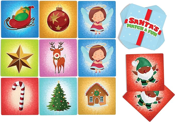 Santa?™s Match & Fun ??Christmas Matching Game for Toddlers Ages 3-5 & Kids 4-8 | Family Game Night Activities, Stocking Stuffer Gift Idea
