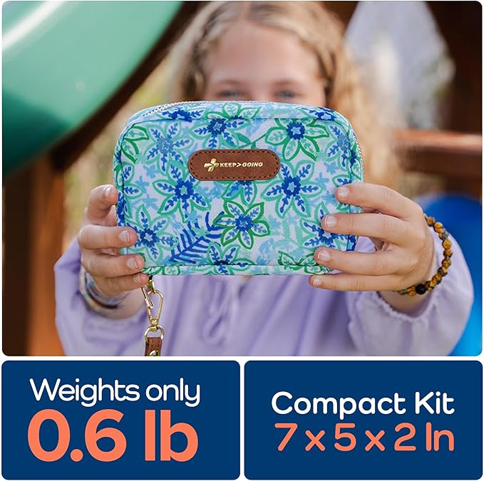KeepGoing Travel First Aid Kit for Kids ??130 Pc. for Car, Home, Purse, Diaper Bag & Backpack with Latex-Free Bandages - Mini First Aid Kit Travel Size TSA-Approved