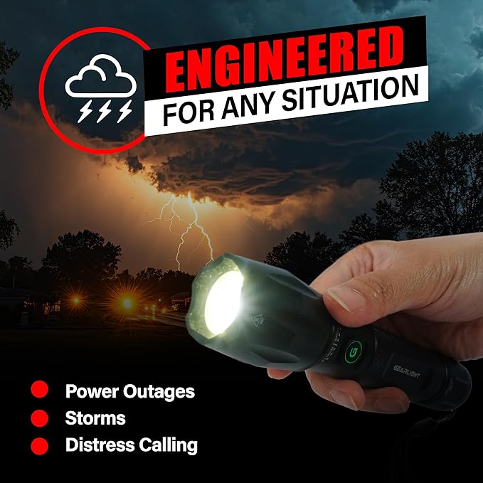 GearLight S1000 LED Tactical Flashlight - High Lumens, USB-C Fast Charging, Dual-Button, IPX4 Water-Resistant, Pocket-Sized for Camping & Emergencies with Batteries - 2 Pack, (Rechargeable)